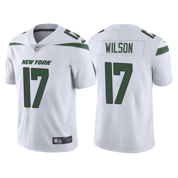 Men's New York Jets #17 Garrett Wilson 2022 White Vapor Untouchable Limited Stitched Jersey - Click Image to Close